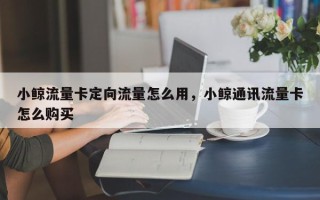 小鲸流量卡定向流量怎么用，小鲸通讯流量卡怎么购买