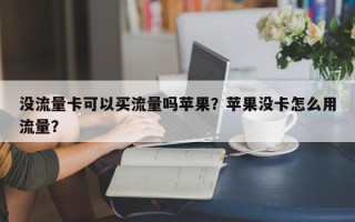 没流量卡可以买流量吗苹果？苹果没卡怎么用流量？