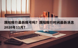 濮阳限行最新限号吗？濮阳限行时间最新消息2020年11月？