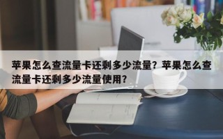 苹果怎么查流量卡还剩多少流量？苹果怎么查流量卡还剩多少流量使用？