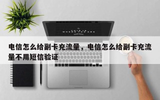 电信怎么给副卡充流量，电信怎么给副卡充流量不用短信验证